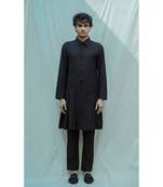 Cotton X Linen Box Pleated Black kurta and pants