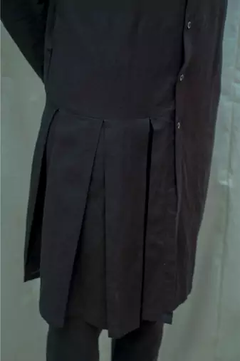 Cotton X Linen Box Pleated Black kurta and pants