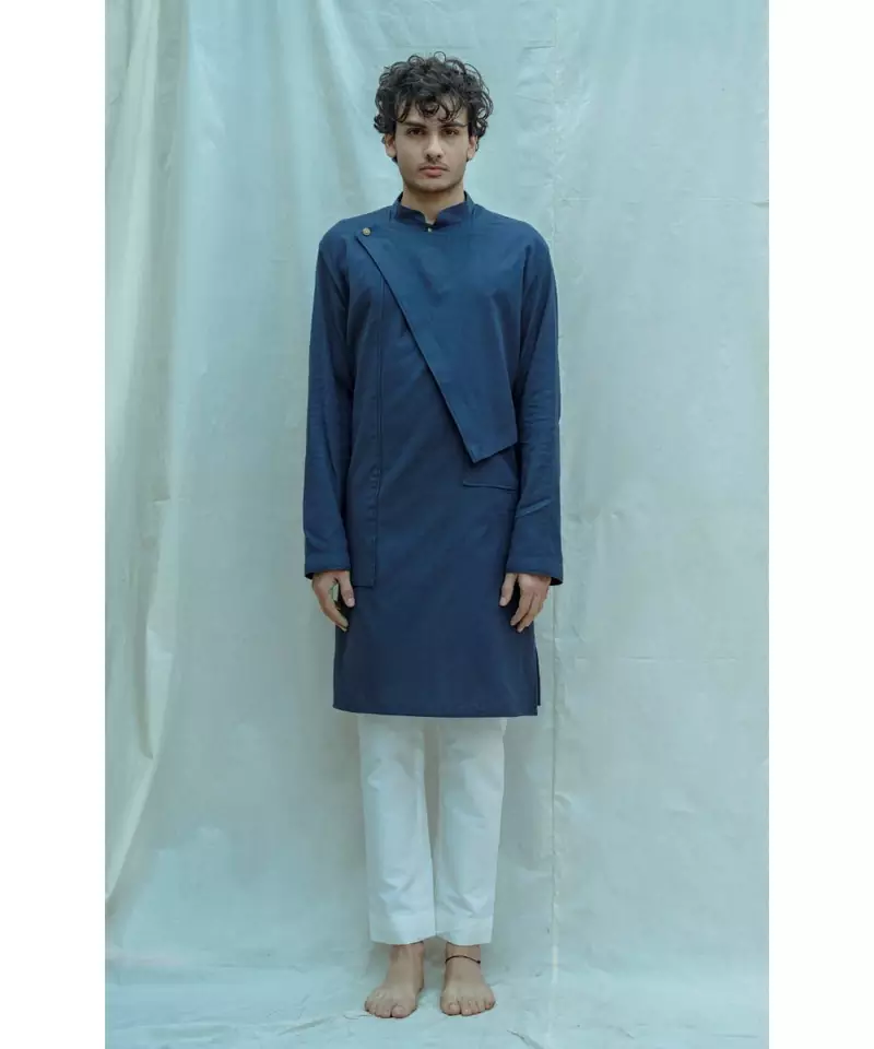 Royal Blue Kurta and white pants