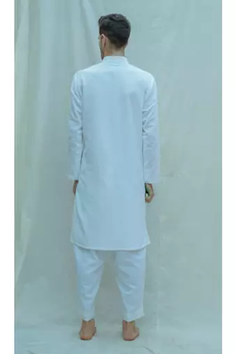 Cotton X Linen White Kurta And Pants
