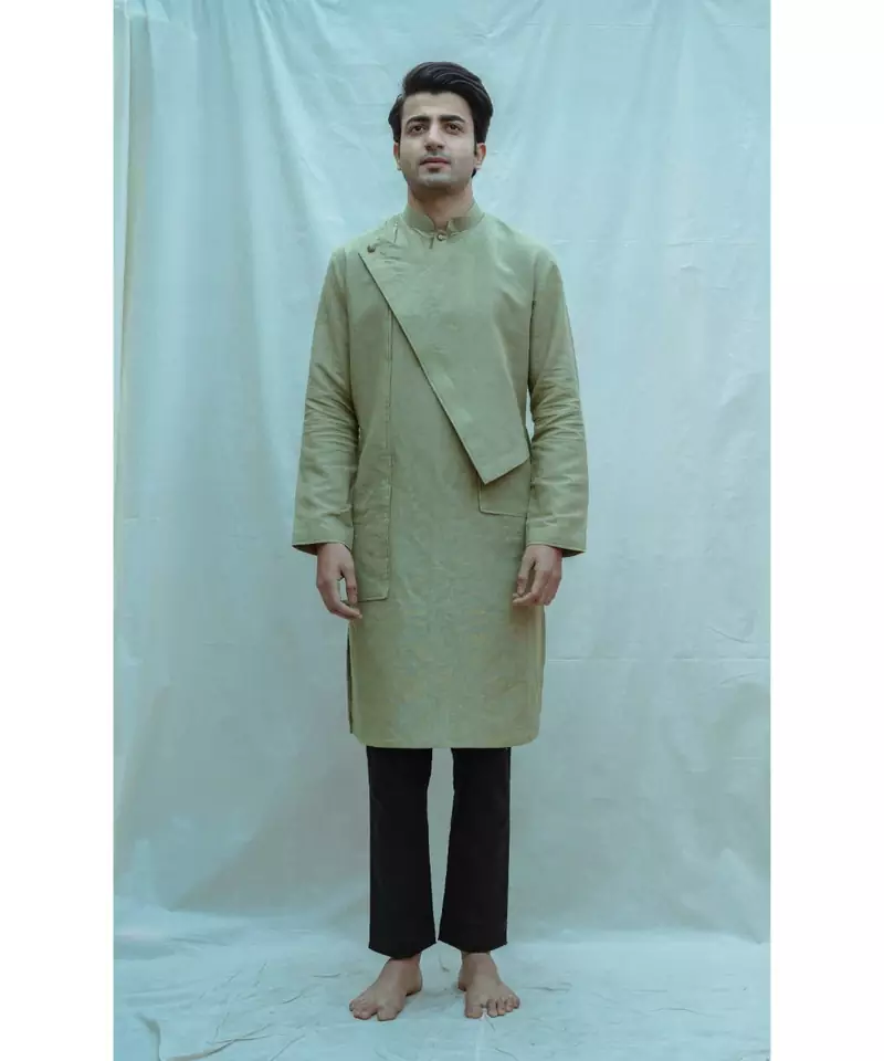 Nature Green Kurta and Black Pants