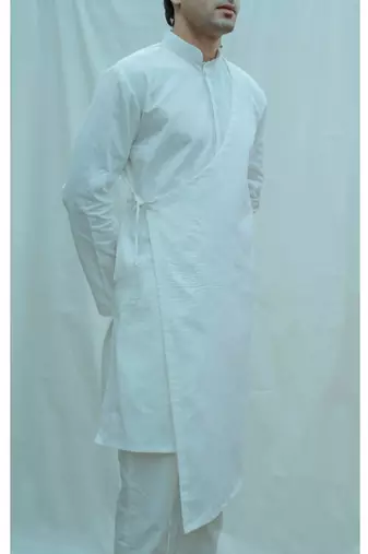 White Angarakha Kurta And Pants