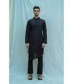 Cotton X Linen Black Kurta And Pants