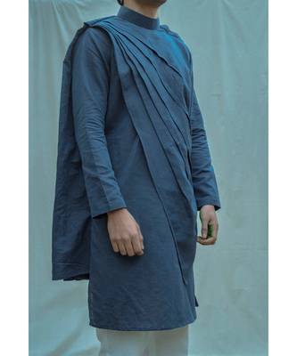 Royal Blue Kurta And White Pants 3