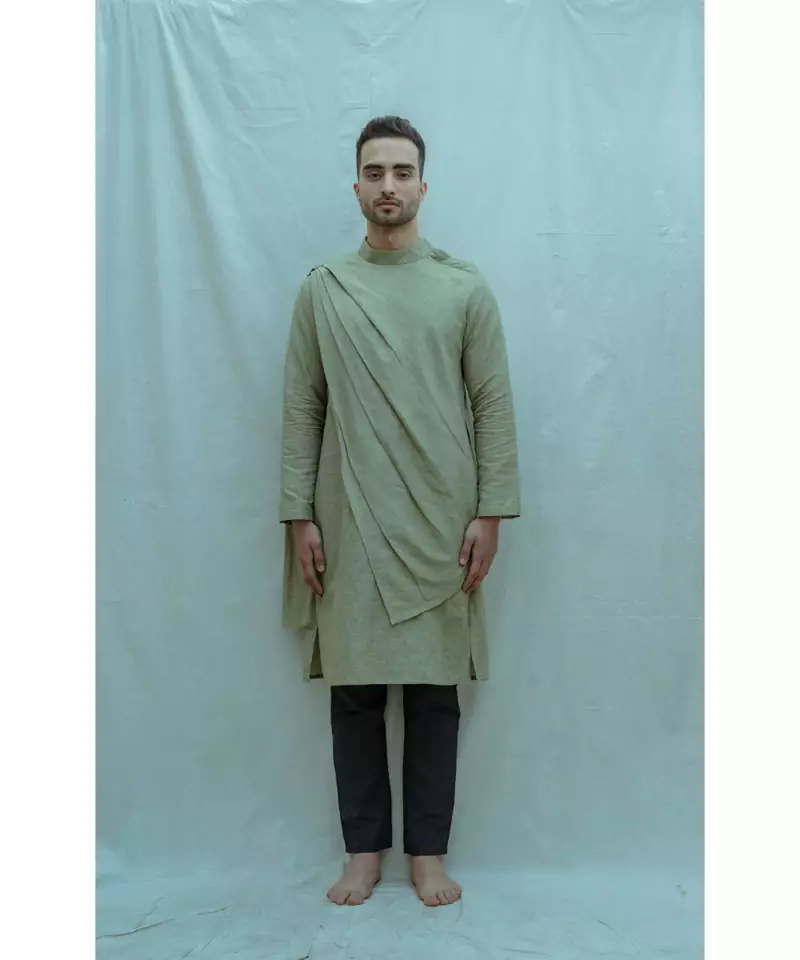 Nature Green Kurta and Black Pants