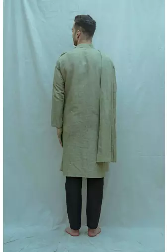 Nature Green Kurta And Black Pants