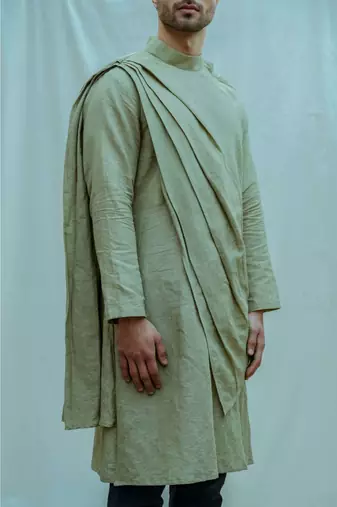 Nature Green Kurta And Black Pants