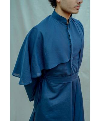 Royal Blue Kurta And White Pants 3