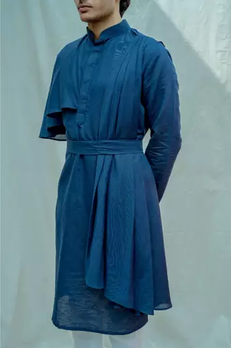 Royal Blue Kurta And White Pants