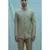 Beige texturd Bandgala suit with matching pants and off white band collar shirt