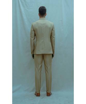 Beige Bandgala suit with white band collar shirt 2