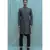 Dark Grey texturd  Achkan with black cowl kurta and Black pants