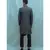 Dark Grey texturd  Achkan with black cowl kurta and Black pants