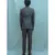 Dark Grey texturd Bandgala suit with matching pants and off white band collar shirt