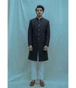 Black Color  Achkan With White Kurta And White Pants