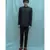 Black Bandgala suit with matching pants and white band collar shirt