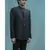 Black Bandgala suit with matching pants and white band collar shirt