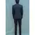 Blue textured Bandgala suit with matching pants and white band collar shirt