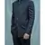 Blue textured Bandgala suit with matching pants and white band collar shirt