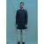 Blue textured  Achkan with White kurta and white pants