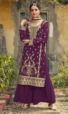Purple embroidered georgette salwar 1
