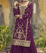 Purple embroidered georgette salwar