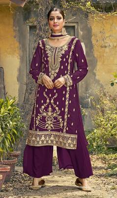 Purple embroidered georgette salwar 2