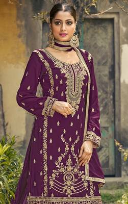 Purple embroidered georgette salwar 3