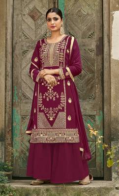 Magenta embroidered georgette salwar 1