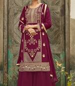 Magenta embroidered georgette salwar