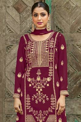 Magenta embroidered georgette salwar 2
