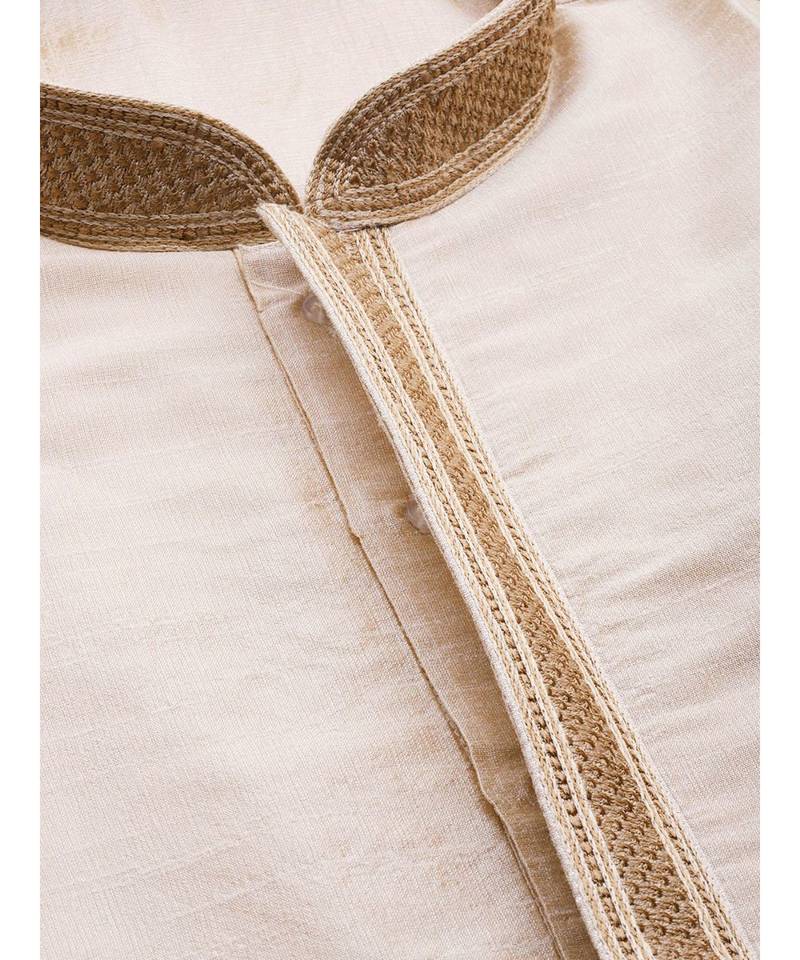 Beige Cotton  men kurta