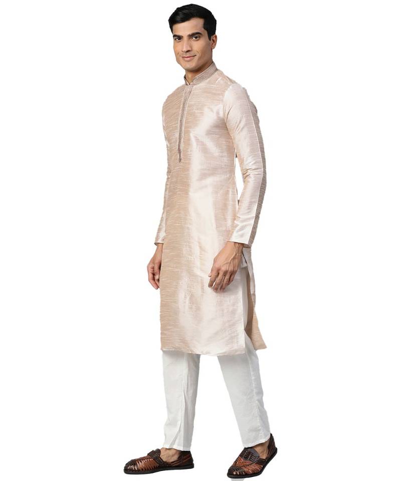 Beige Cotton  men kurta