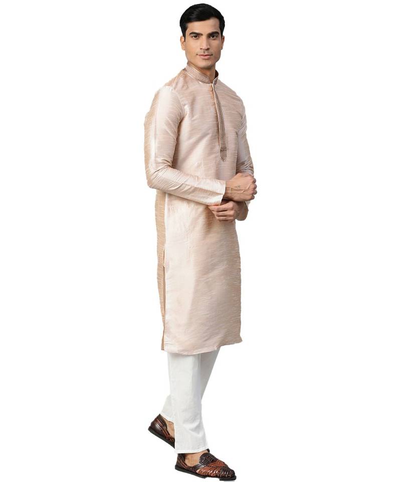 Beige Cotton  men kurta