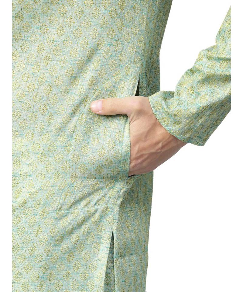 Green Silk  men kurta