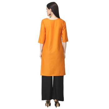 Orange printed cotton kurtas-and-kurtis 2