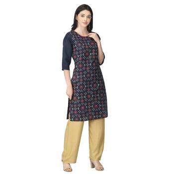 Navy-blue printed cotton kurtas-and-kurtis 4