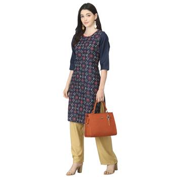 Navy-blue printed cotton kurtas-and-kurtis 5
