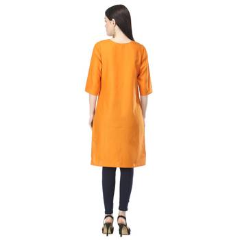 Orange printed cotton kurtas-and-kurtis 2