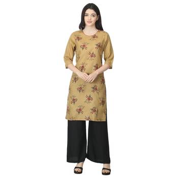 Beige printed cotton kurtas-and-kurtis 1