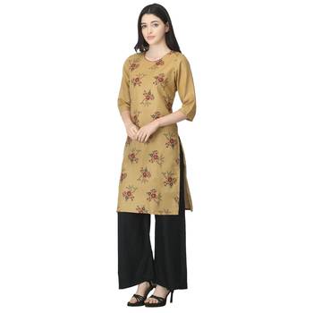 Beige printed cotton kurtas-and-kurtis 3