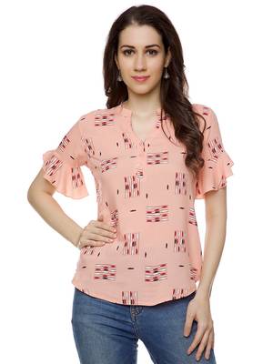 Pink printed cotton party-tops 1