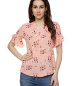 Pink printed cotton party-tops