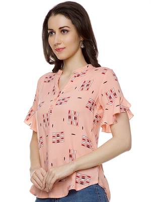 Pink printed cotton party-tops 4