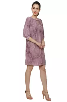 Purple woven polyester short-dresses