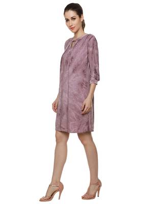 Purple woven polyester short-dresses 4