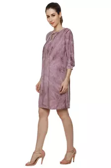 Purple woven polyester short-dresses