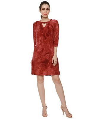 Red woven polyester short-dresses 1