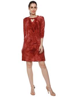 Red woven polyester short-dresses