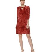 Red woven polyester short-dresses